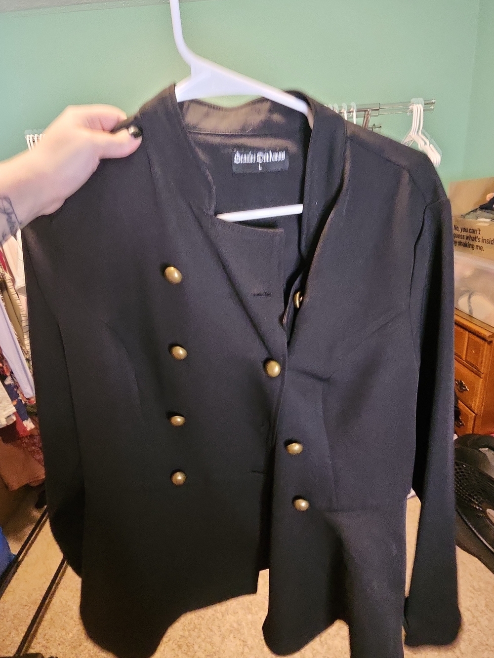 Scarlet Darkness Black Military Jacket Gold Button Gothic Victorian Blazer